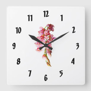 Kaskade der rosa Orchideen Quadratische Wanduhr