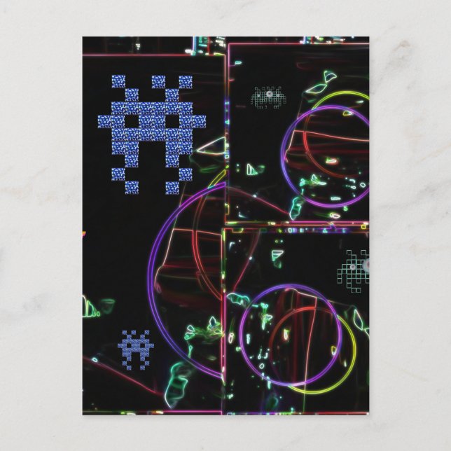 Kaskade elektronischer Spiele Postkarte (Vorderseite)