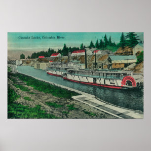 Kaskaden-Verschlüsse auf dem Columbia River Poster