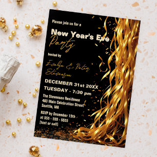 Kaskadieren von Golden Streamers Silvester-Party Einladung