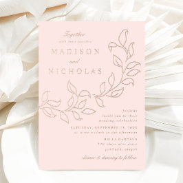 Kaskadierende Blätter Hochzeitstich und Rose Gold Folieneinladung