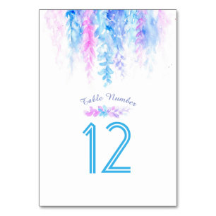 Kaskadierende Blume blaue Aquarellfarben-Tischnumm Tischnummer