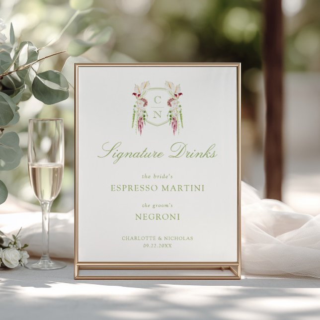 Kaskadierende florale Monogramm-Hochzeitssignature Poster (Von Creator hochgeladen)