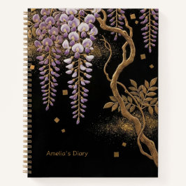 Kaskadierende Fuji: Wisteria und Gold im Maki-e-St Notizbuch