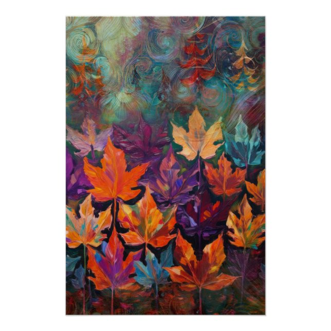 Kaskadierende Herbstblätter, farbenfrohe Fallgesta Poster (Vorderseite)