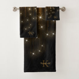 Kaskadierende Lights Monogram Gold ID789 Badhandtuch Set