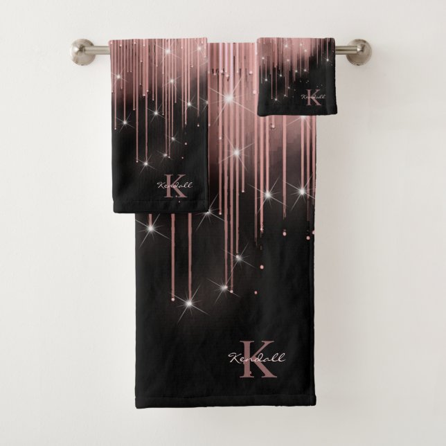 Kaskadierende Lights Monogram Rose Gold ID789 Badhandtuch Set (Insitu)