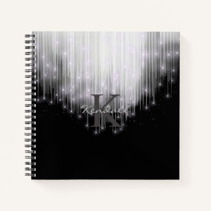 Kaskadierende Lights Monogramm Schwarz-Weiß-ID789 Notizbuch