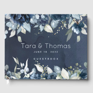Kaskadierende Peonies Hochzeiten von Navy Blue Gästebuch