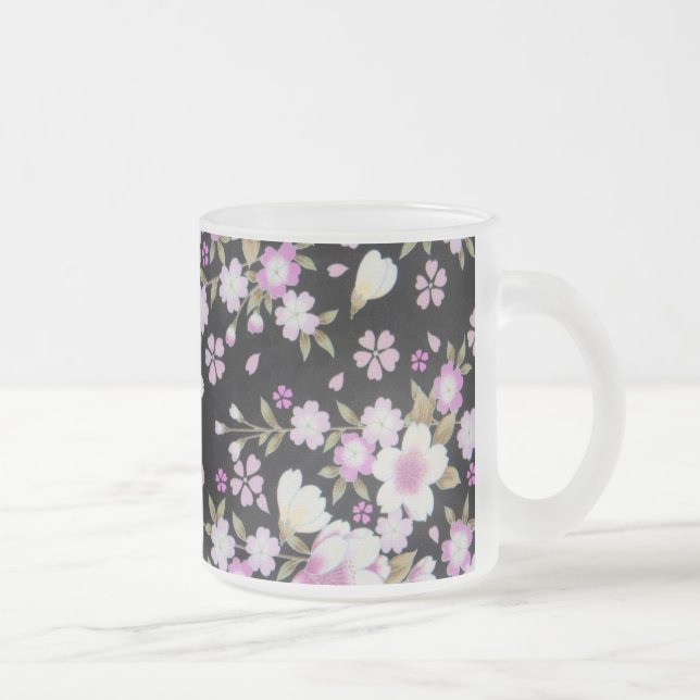 Kaskadierende rosa Blume Mattglastasse (Rechts)