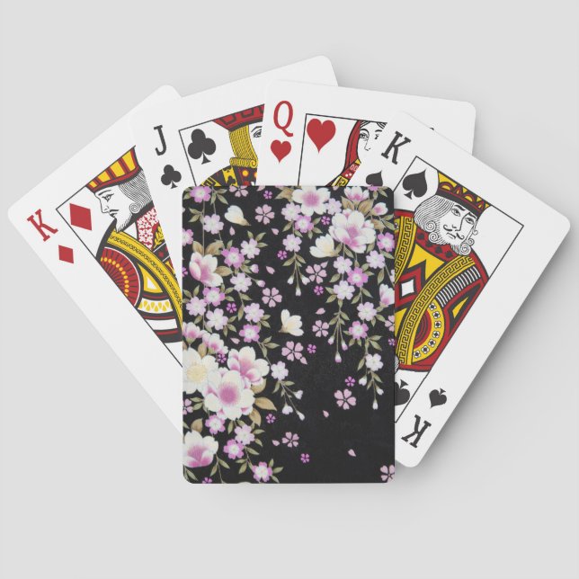 Kaskadierende rosa Blume Spielkarten (Rückseite)
