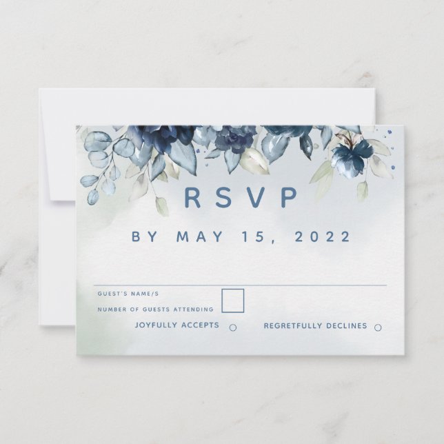 Kaskadierende Rose, die RSVP ohne Wahlkarte einhei Karte (Vorderseite)