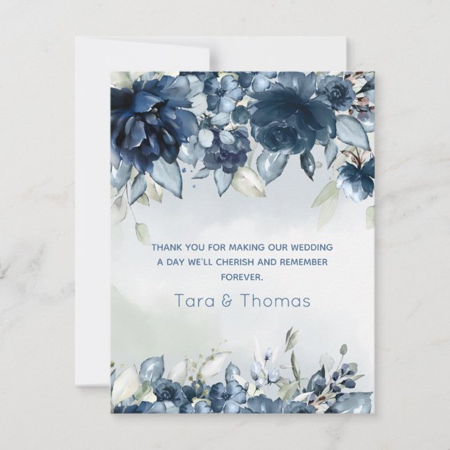 Kaskadierende Rose Hochzeit Dankeskarte (Vorderseite)