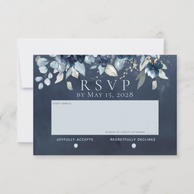 Kaskadierende Rose mit RSVP-Karte ohne Mahlzeit RSVP Karte (Vorderseite)