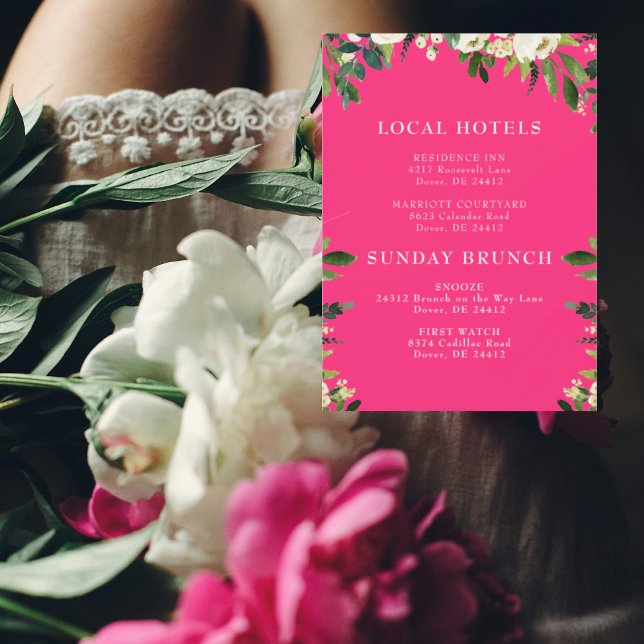 Kaskadierender weißer, floraler Hot Pink Einladung (Von Creator hochgeladen)