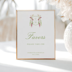 Kaskadierendes florales Monogramm Hochzeitsgunst Z Poster