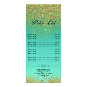 Kaskadierendes Gold Glitter Türkis Aqua Preis & Se Werbekarte