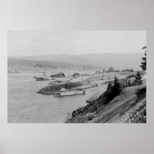 Kaskadierte Schlösser auf der Columbia River-Fotog Poster