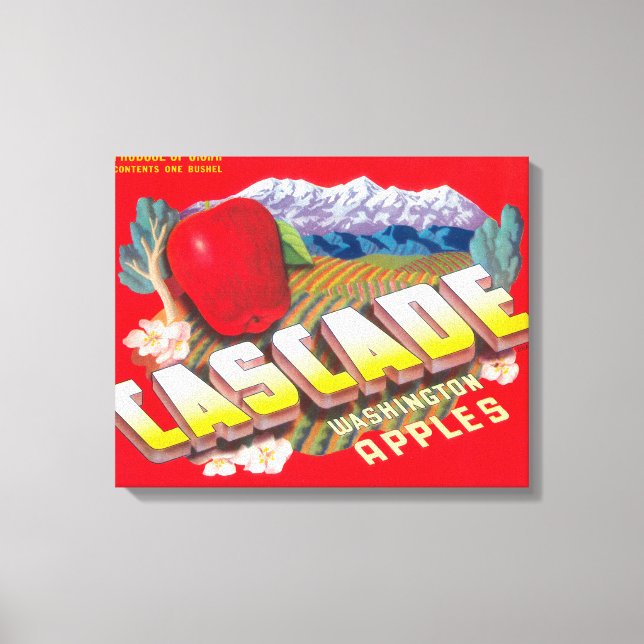 Kaskadiertes Apple Label (rot) - Cashmere, WA Leinwanddruck (Vorderseite)
