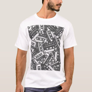 Kassette Band: Monochromes Vintage-Muster T-Shirt
