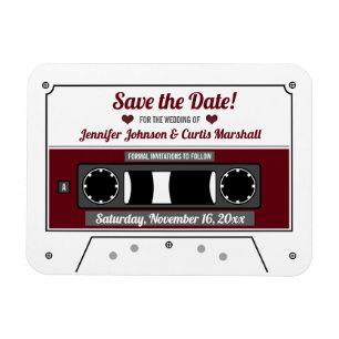 Kassette Band Wein Rot Hochzeit Termin Magnet