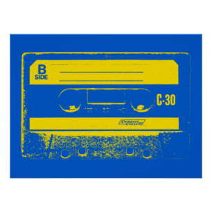 Kassette blau u. gelb poster