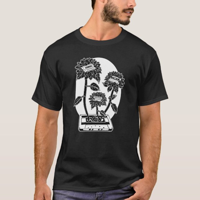 Kassette für Schwarz und Weiß T-Shirt (Vorderseite)