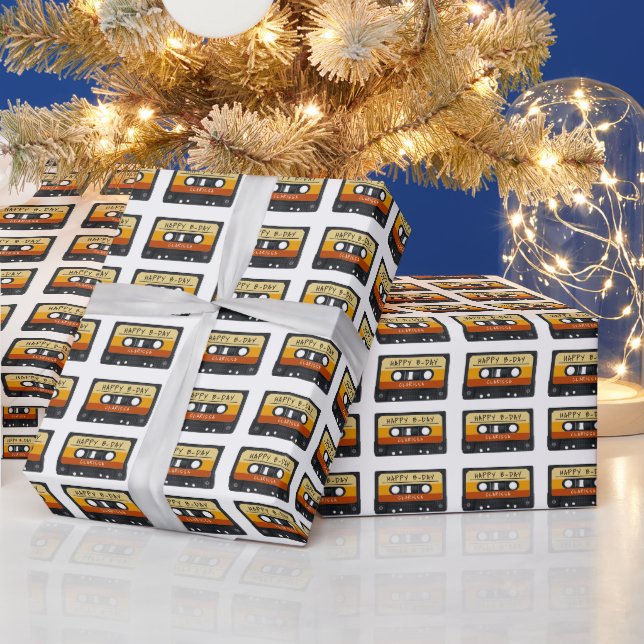 Kassette Retro Geburtstagsfeier Geschenkpapier (Feiertage)