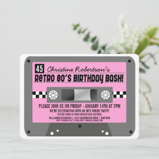 Kassette-Tape-Party Einladungen der 80er Jahre rüc