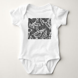 Kassette Tonband: Monochromes Vintage-Muster Baby Strampler