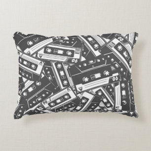 Kassette Tonband: monochromes Vintage-Muster Dekokissen