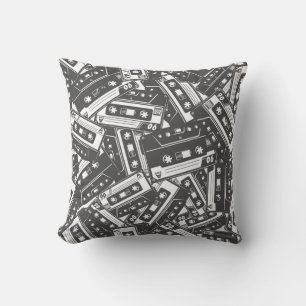 Kassette Tonband: Monochromes Vintage-Muster Kissen