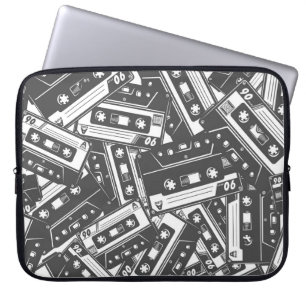 Kassette Tonband: Monochromes Vintage-Muster Laptopschutzhülle