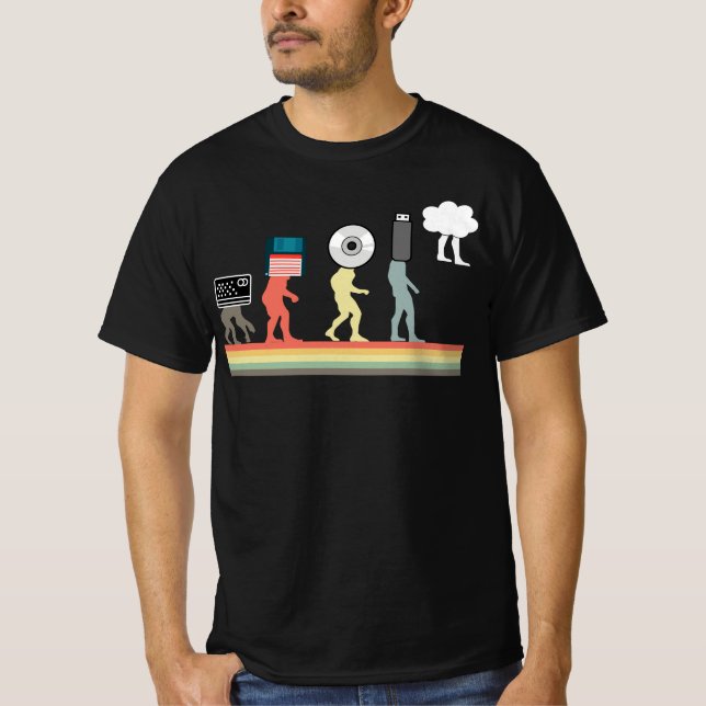 Kassetten Diskette USB CD CD-Rom Evolution T-Shirt (Vorderseite)