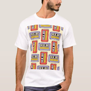 Kassetten für Retro: nahtloses Muster. T-Shirt