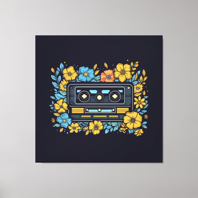 Kassettenband mit Blume Leinwanddruck (Vorderseite)