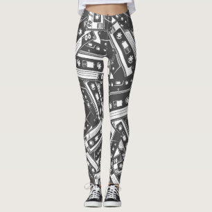 Kassettenband: Monochrome Vintage Muster Leggings