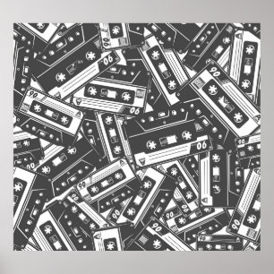Kassettenband: Monochrome Vintage Muster Poster