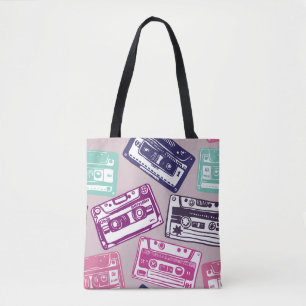 Kassettenrekorder, handgezeichnet Muster. Tasche