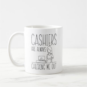Kassierer überprüfen mich immer. kaffeetasse