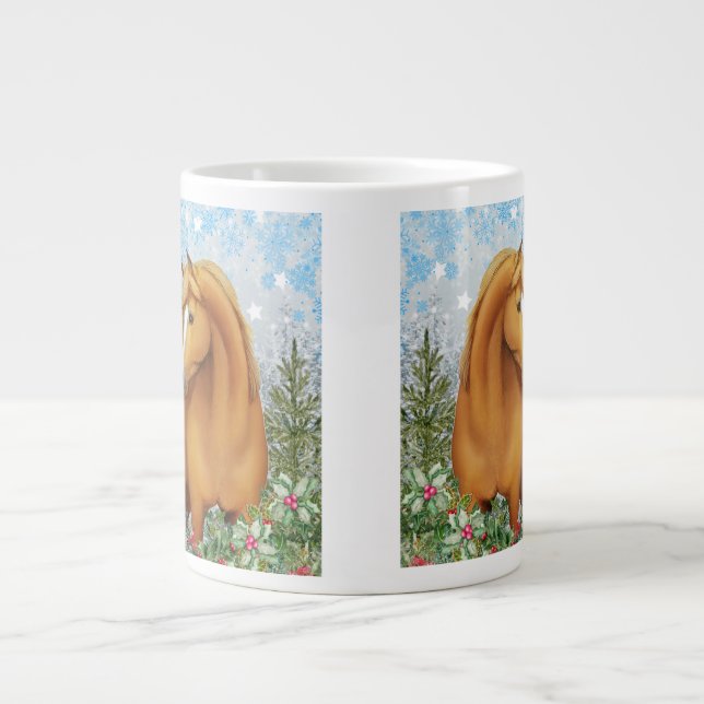 Kastanie Arabisches Pferd im Garten Jumbo-Tasse (Vorderseite)
