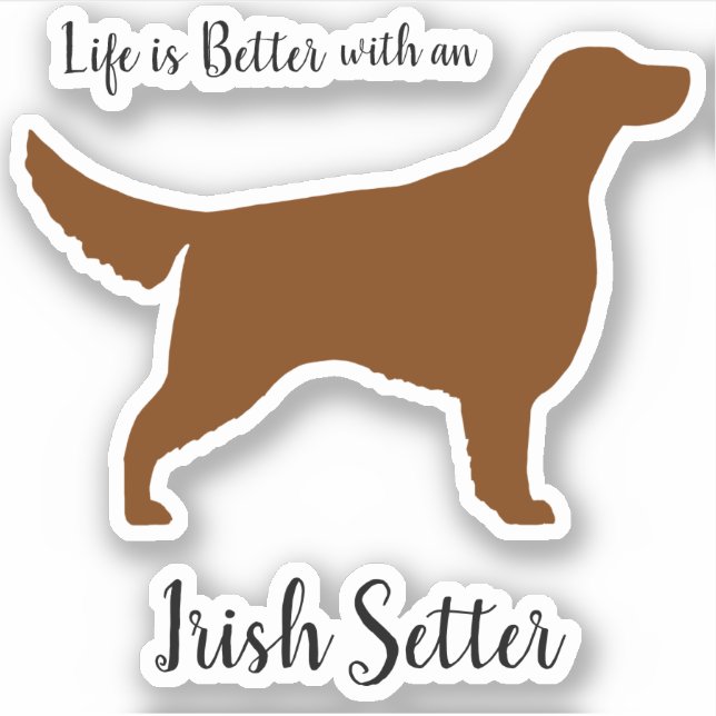 Kastanie Irish Setter Dog Silhouette Vinyl Sticker (Vorderseite)