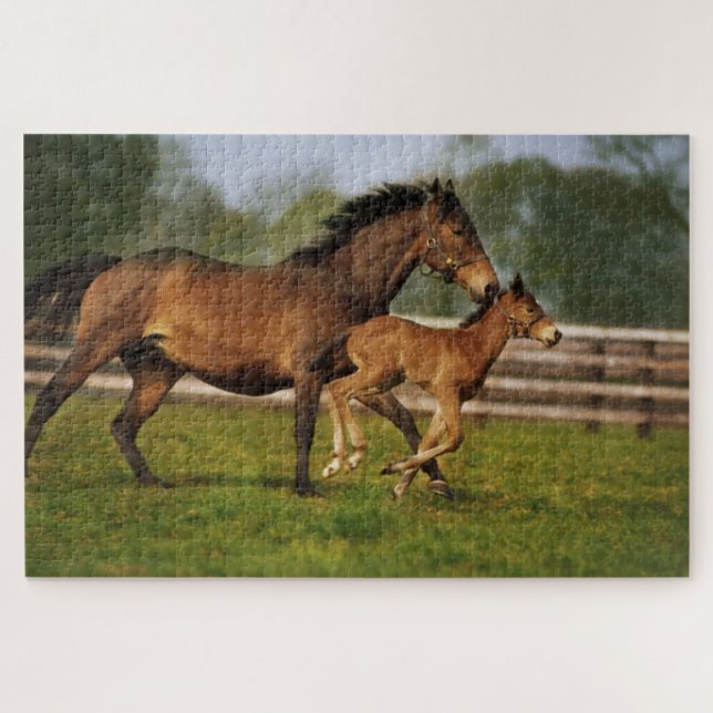 Kastanie-Mare & Foal (Horizontal)