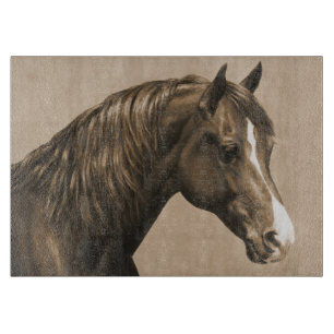 Kastanie-Morgan-Pferd in Sepia Schneidebrett