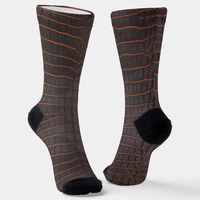 Kastanie Nile Krokodile Textur drucken Socken (Gewinkelt)