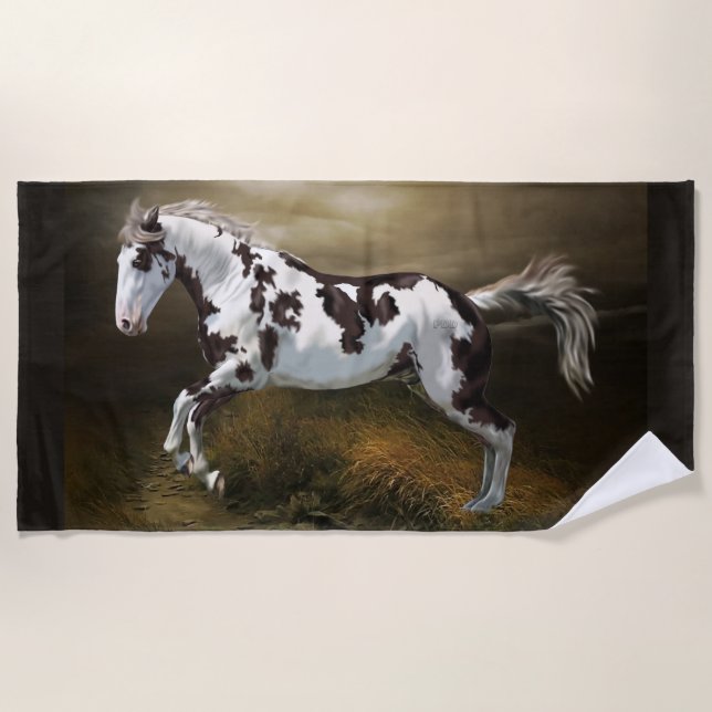 Kastanie-Splash Rahmen Tovero Paint Horse Strandtuch (Vorderseite)
