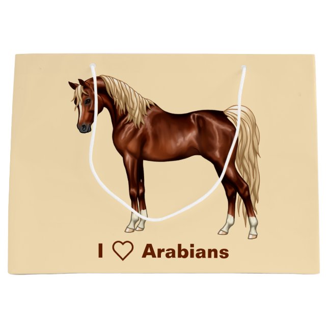 Kastanien Ägyptisches Arabianisches Pferd Flaxen M Große Geschenktüte (Vorderseite)