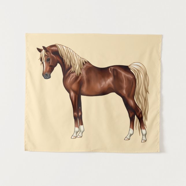 Kastanien Ägyptisches Arabianisches Pferd Flaxen M Wandteppich (Vorderseite (Horizontal))