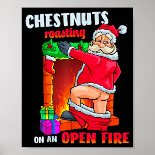 Kastanien braten lustig unanständiger Weihnachtsma Poster
