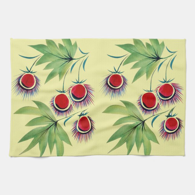 Kastanien im dekorativen Stil Geschirrtuch (Horizontal)